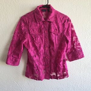 Westbound Fuchsia Lace Overlay Jacket